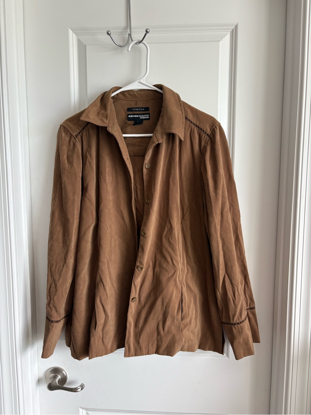 Norton McNaughton Tan Suede Button-Front Shirt Jacket